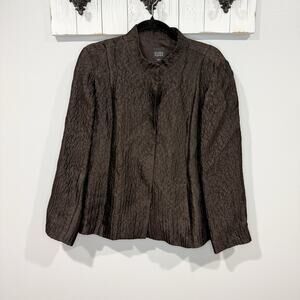 Eileen Fisher Textured Silk Mandarin Jacket S